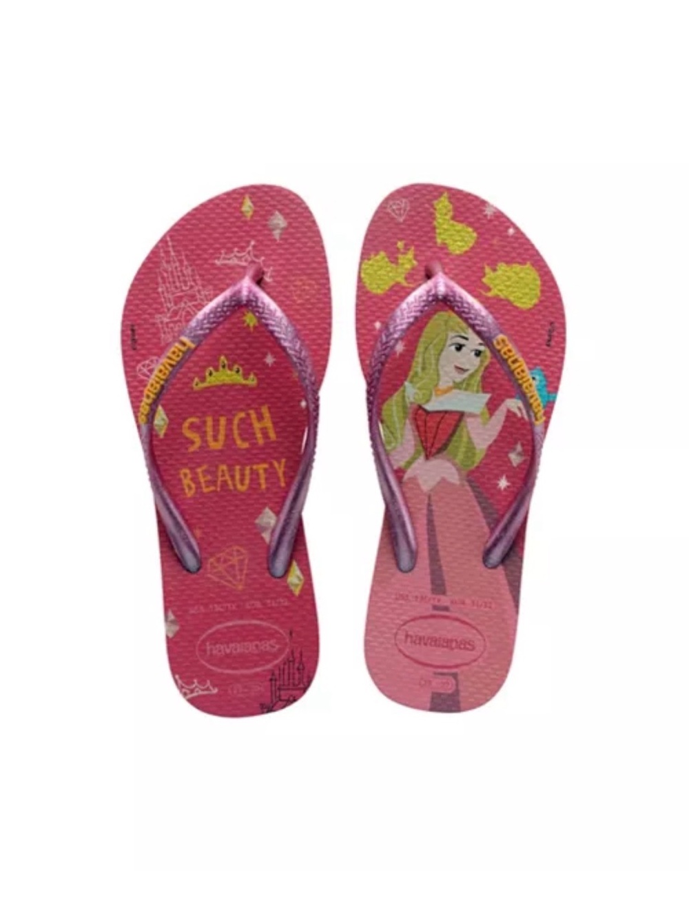 Havaianas Girls' Pink Princess Graphic Flip Flops. Size 25-26